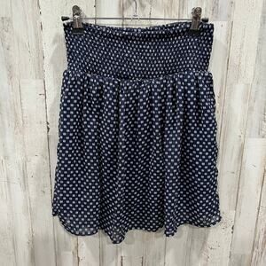 Old Navy Yoke Blue Smocked Flowy Flouncy Mini Skirt 2010 Womens XS Polka Dot